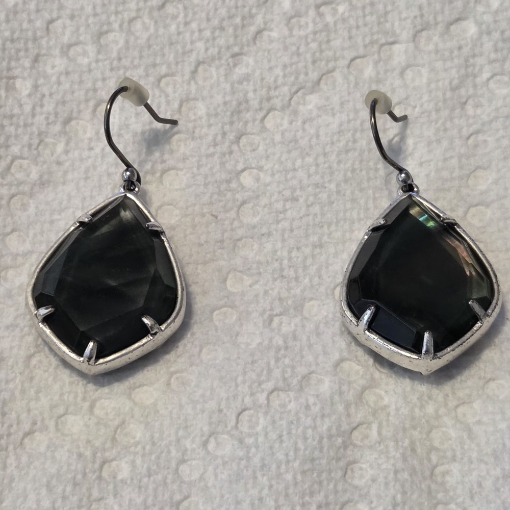 Lucky Brand Silver and Black Teardrop Earrings